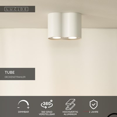 Lucide TUBE - Deckenstrahler - 2xGU10 - Weiß